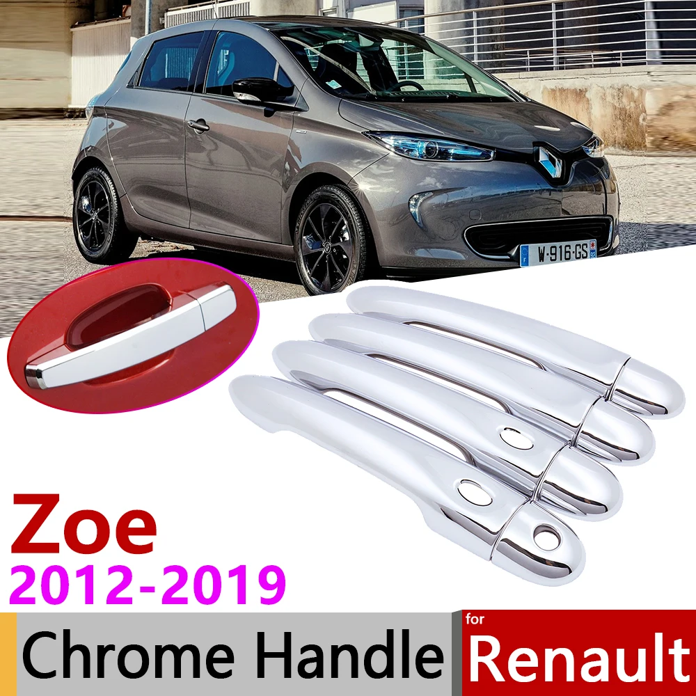 for Renault Zoe Z.E 2012~2019 Chrome Exterior Door Handle Cover Car Accessories Stickers Trim 2013 2014 2015 2016 2017 2018