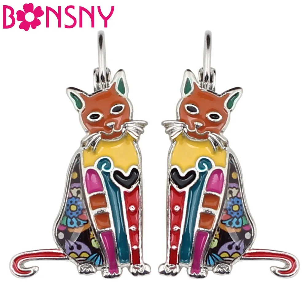 Серьги-гвоздики женские Bonsny из металлического сплава с эмалированным покрытием |