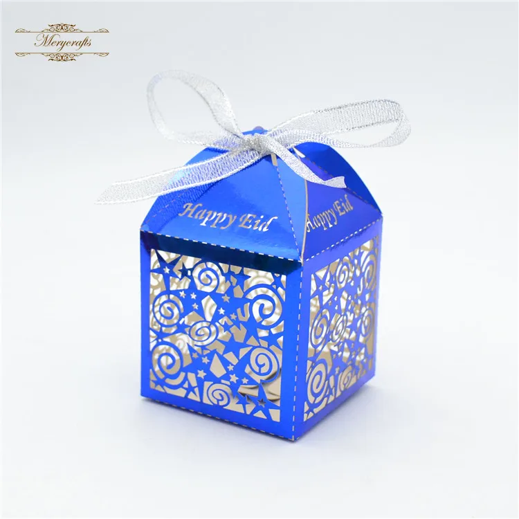 

Happy Eid, лазерная резка, звезды, узор, королевский синий, подарочная упаковка