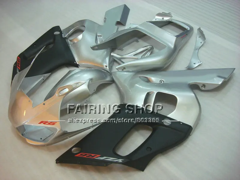 D6EF серебряные черные Обтекатели комплекты для YAMAHA YZFR6 1998 1999 2000 2001 2002 на заказ YZF R6 98