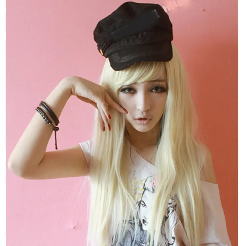 Fashion New blonde weave straight hair full long wigs womens cosplay party wig |