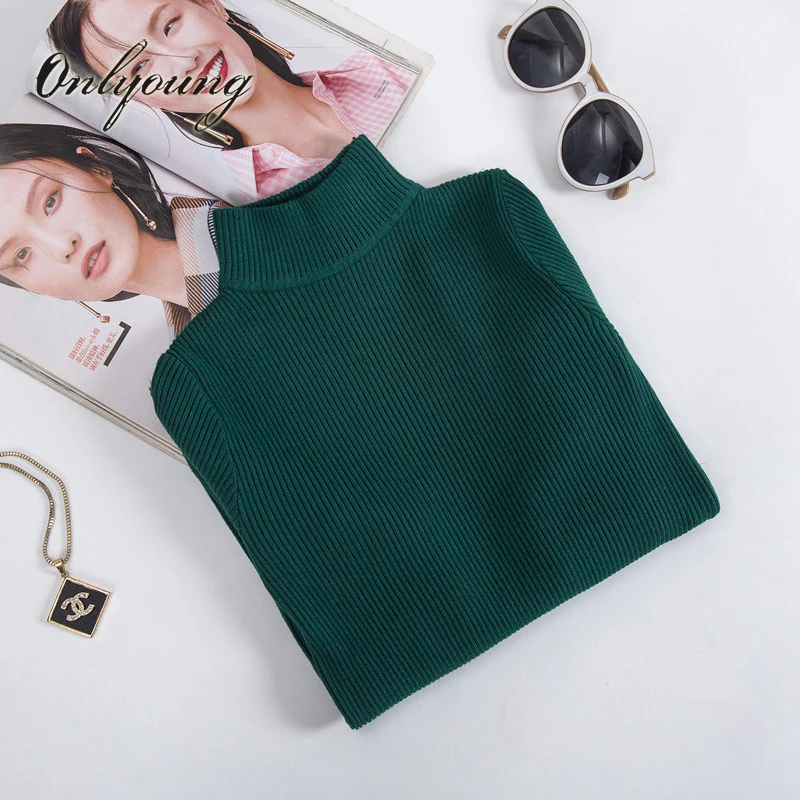 Женский вязаный свитер Onlyoung белый облегающий с высоким воротом на осень и зиму 2018