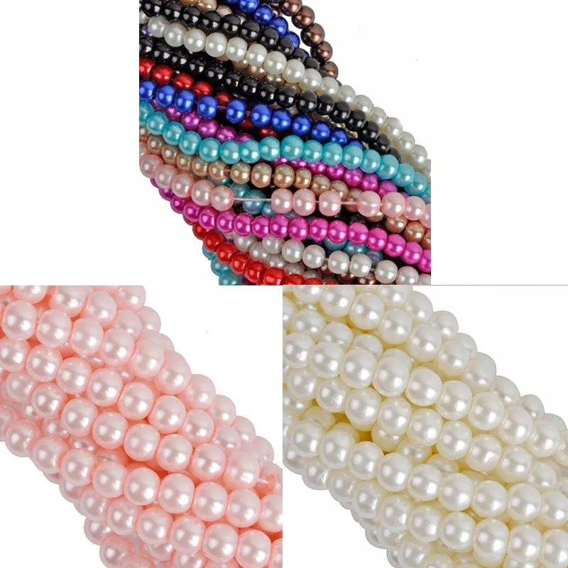 Модные стеклянные жемчужные бусины разделители Подвески 6 мм 100 шт. для браслетов