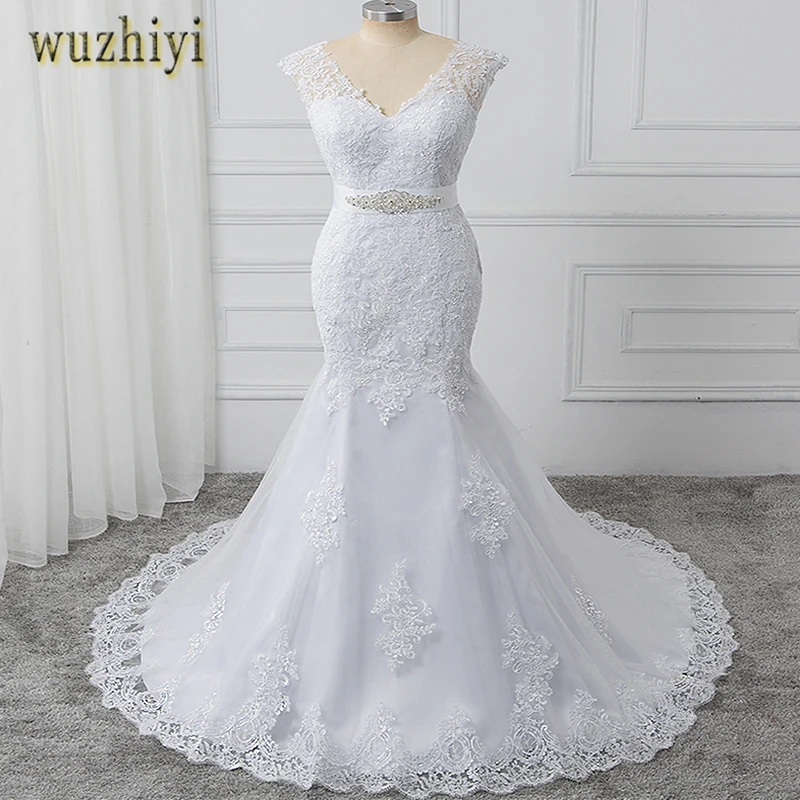 Женское свадебное платье Русалка wuzhiyi длинное белое с поясом пикантное 2020|mermaid