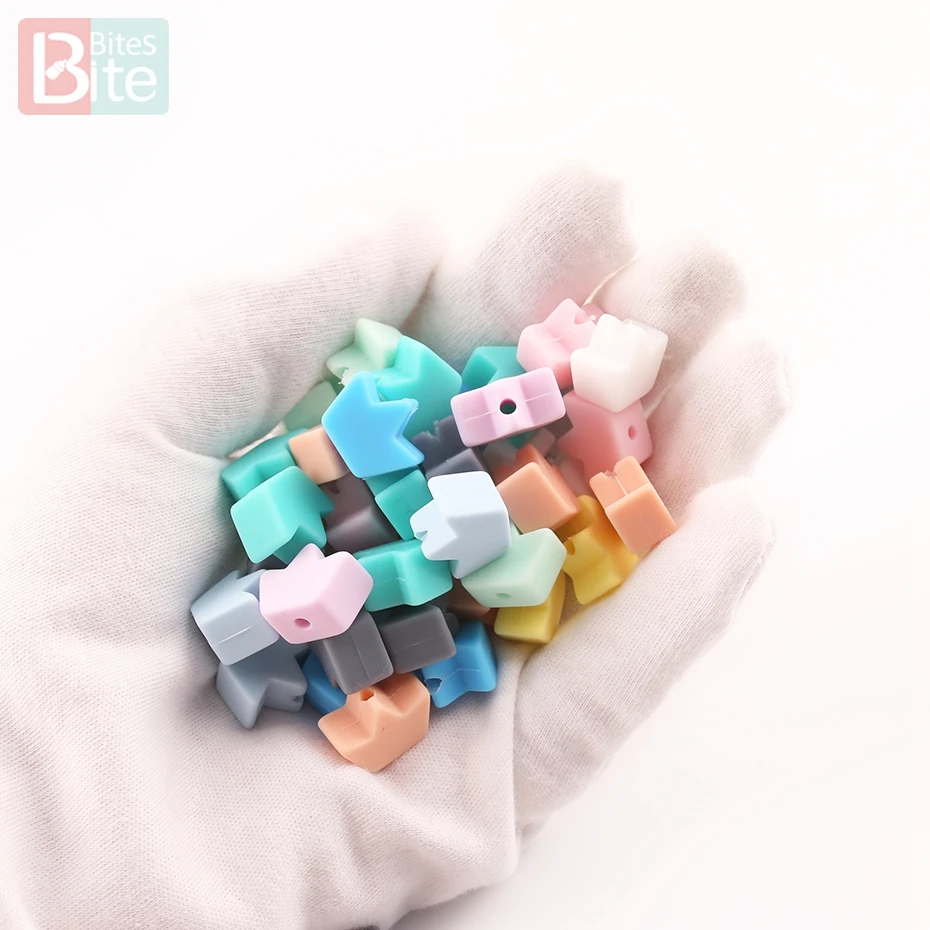 Bite Bites 10PC DIY Pacifier Chain Mini Silicone Crown Beads Baby Nursing Gift BPA Free Food Grade Toys Teether | Мать и ребенок