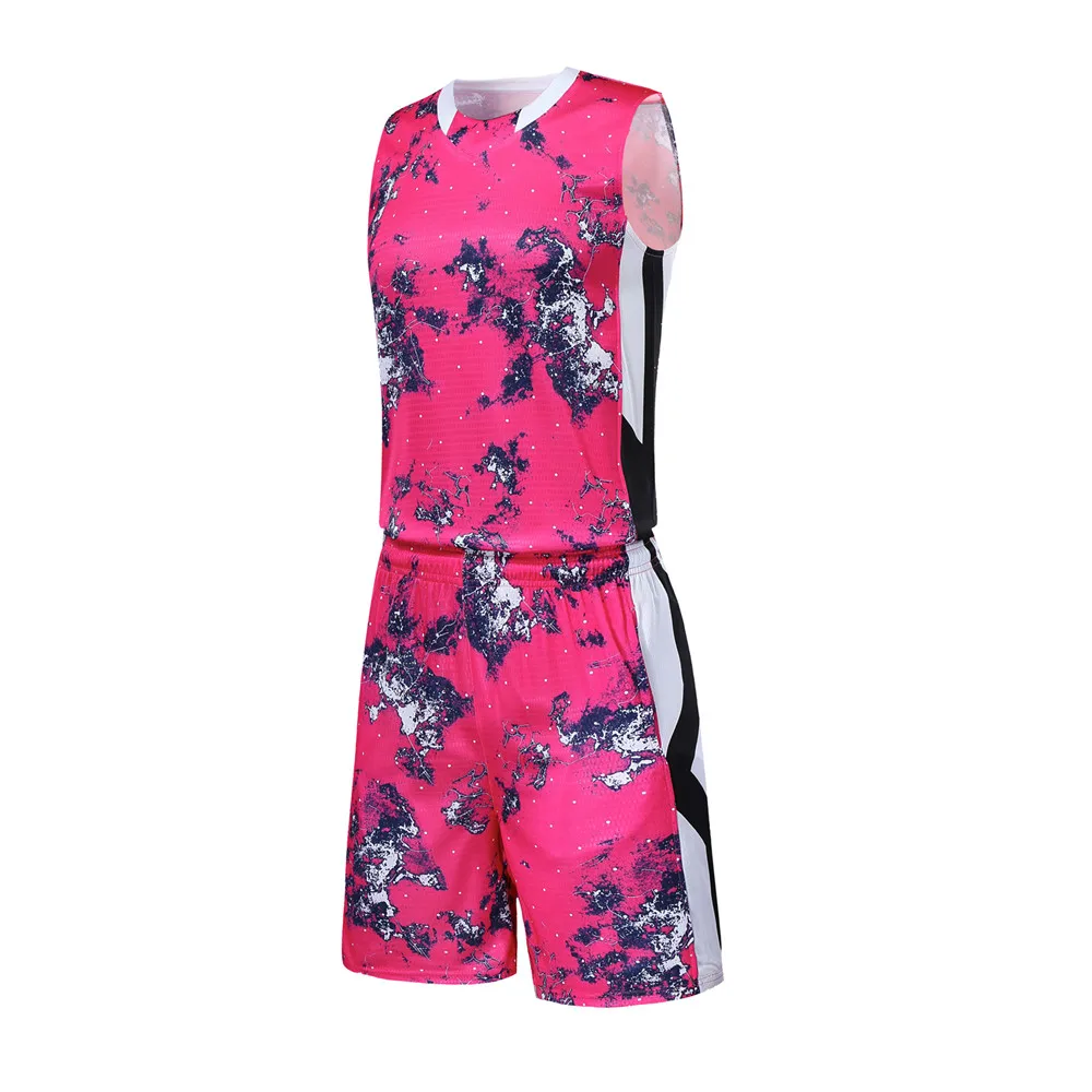 1821 pink set Детский Баскетбол, комплекты футболок, комплекты униформы, спортивные тренировочные рубашки, дышащая Молодежная индивидуальная Джерси, баскетбольные шорты - Цвет: 1821 pink set
