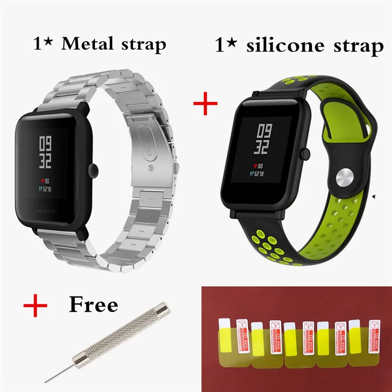 Silver 6 20 мм Металлический Стальной ремешок для Huami Amazfit Bip Lite samsung Galaxy watch Ременная Передача S2 S4 band Garmin Vivoactive 3 band - Цвет: Silver 6