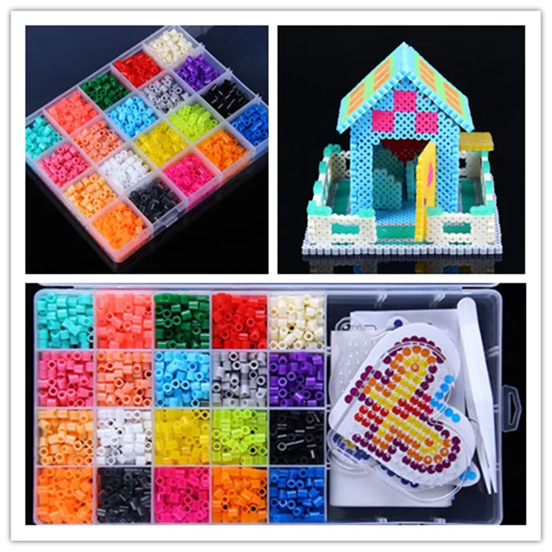 Горячая Распродажа, 20 цветов, бусины Perler, 2000 шт, набор коробок, 5 мм, Хама, бусины EVA, предохранители, бусины для детей, Обучающие головоломки, игрушки