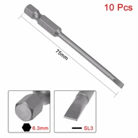 uxcell hot sale 10pcs 75mm 14 hex shank sl3 magnetic slotted head screwdriver bits s2 high alloy steel