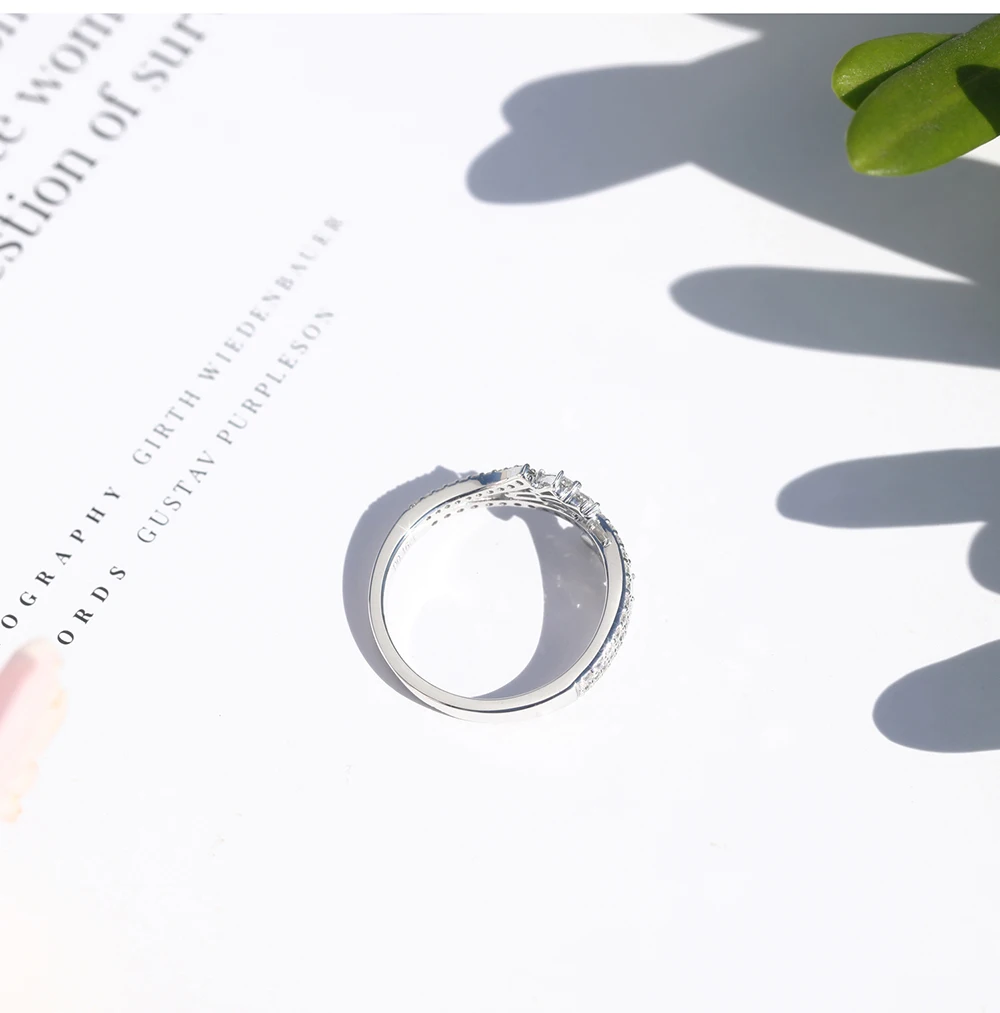 AULEEZE в форме пера 0,46 cttw Кольцо C настоящим бриллиантом Твердые 18 K 750 белые золотые офисные женские кольца ювелирные изделия с бриллиантами