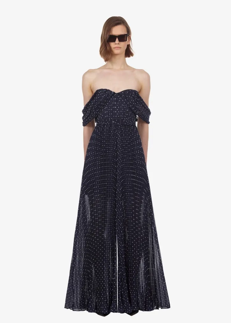 Неделя моды женский комбинезон 2019 сексуальный без брелока круглая точка складки