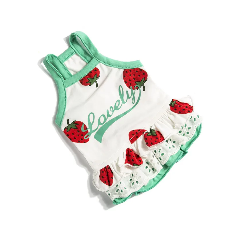 Cute Strawberry Dog Cat Vest Skirt Summer Cooling Pet Tshirt for Small Medium Dogs Cats Chihuahua Shirts Dresses Pets Clothing | Дом и сад