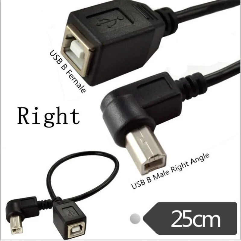 USB кабель для принтера 25 см 2 0 B штекер на гнездо Удлинительный вверх вниз вправо