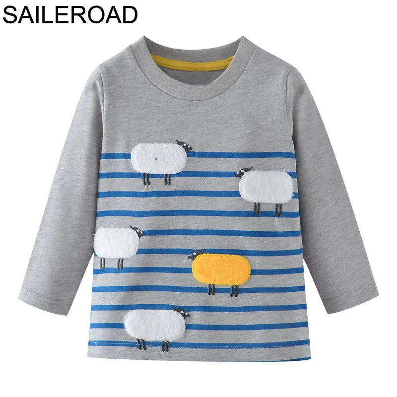 SAILEROAD/Детские хлопковые рубашки для мальчиков и девочек Осенняя футболка с длинным рукавом и Санта-Клаусом для маленьких мальчиков Рождественский костюм для малышей - Цвет: 5425 same picture