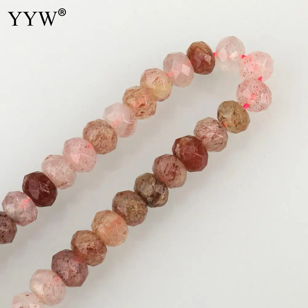 Женский браслет ручной работы из бусин граненые бусины кварца клубники прибл. 1