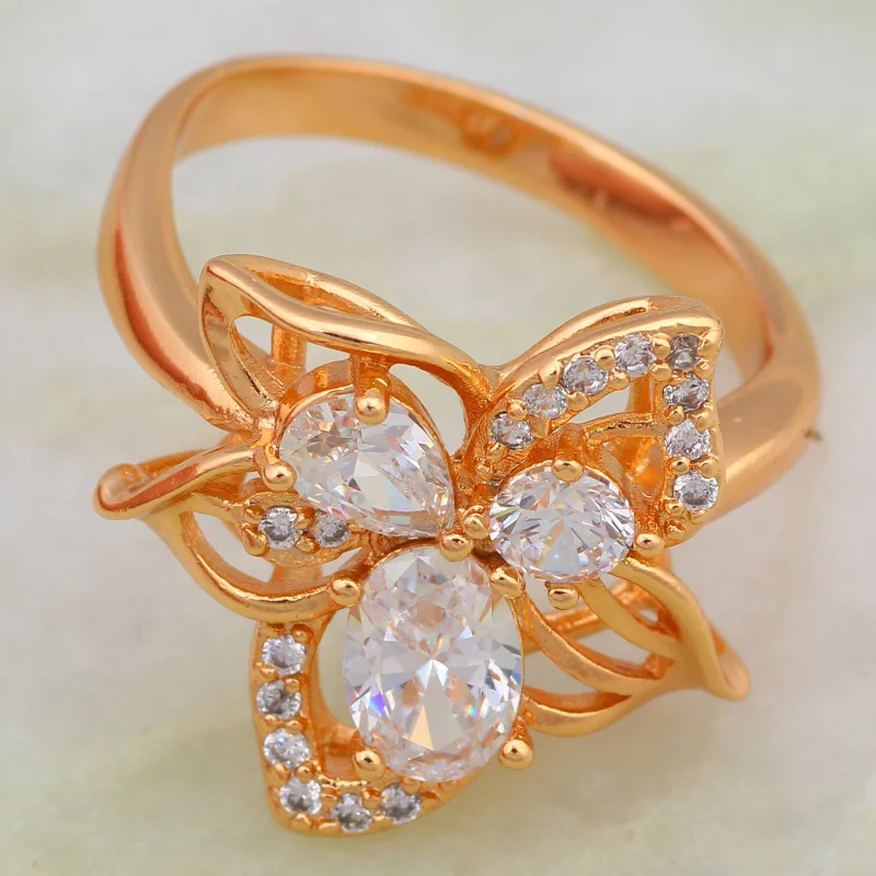 Женское кольцо с белым цирконием модное Золотое Размер 6 7 8 9 10 R573 2019|ring size|gold ringfashion