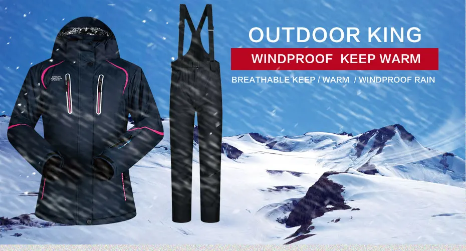 Лыжный костюм женская супер теплая одежда женский лыжный сноуборд куртка и брюки костюм комплект ветрозащитная Водонепроницаемая зимняя Лыжная спортивная одежда