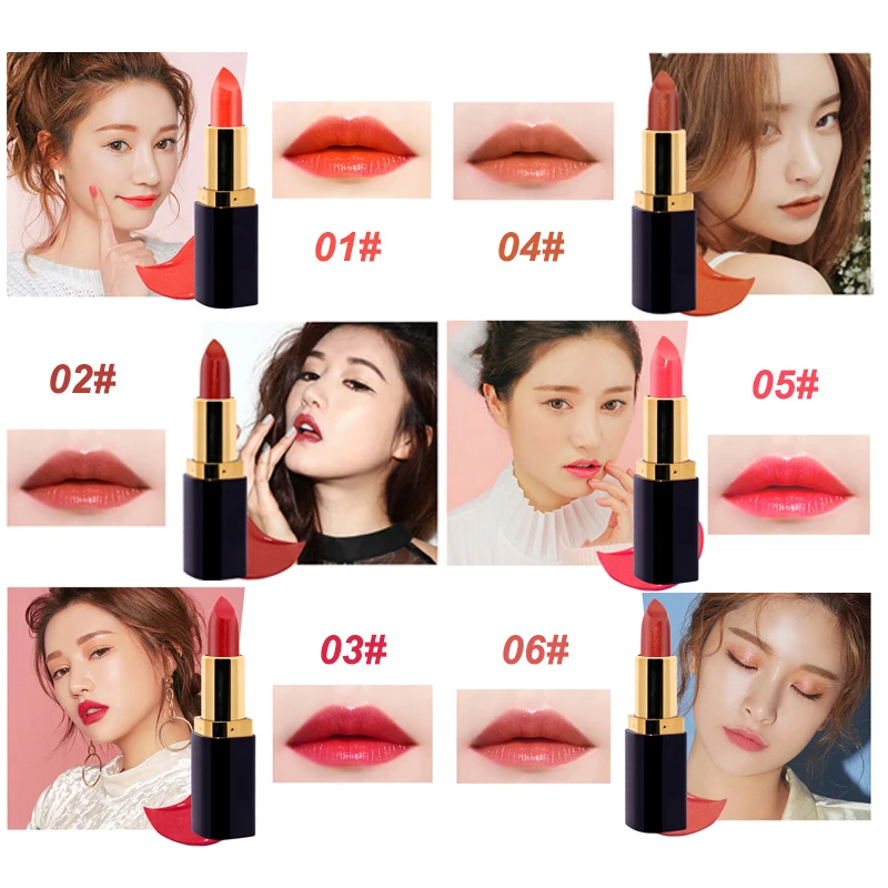 

NOVO 6 Colors Nutritious Lipstick Lip Makeup Nude Colorful Lip Stick Batom Longlasting Waterproof Moisturizing Make Up Lip Balm