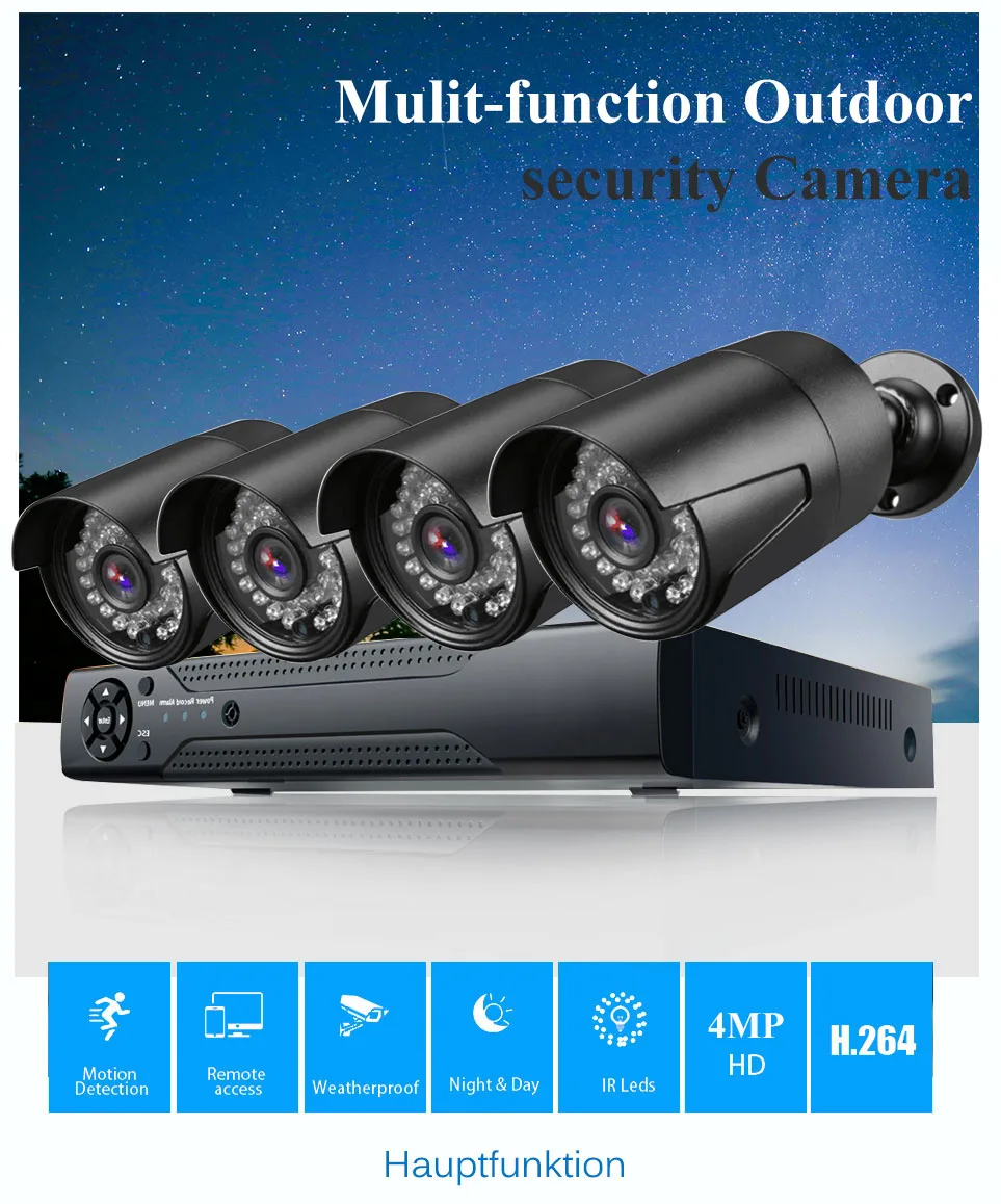 4CH 5MP комплект видеонаблюдения CCTV AHD камера система 5.0MP камера безопасности Система пуля наружная камера DVR видео рекордер