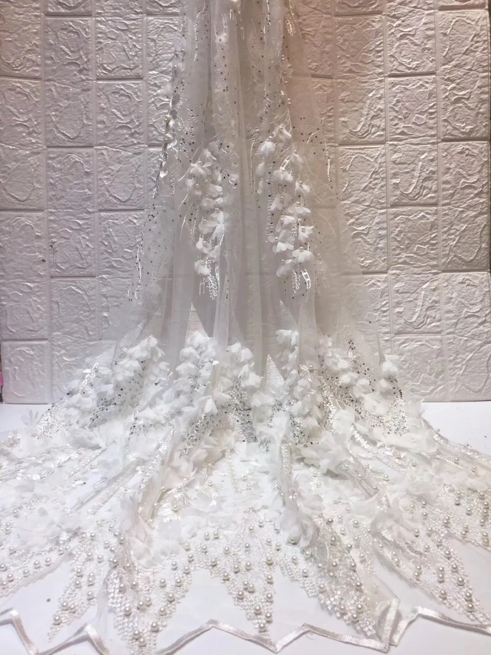 Королевский синий вышитый бисером 3d цветок кружева вышитые камни африканская