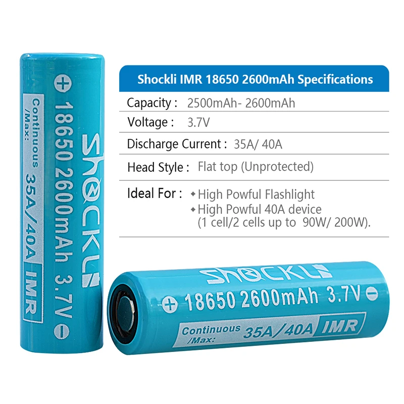 Shockli 18650 2600 mAh 3 7 v литий ионная аккумуляторная батарея высокого стока IMR 35A 40A bateria