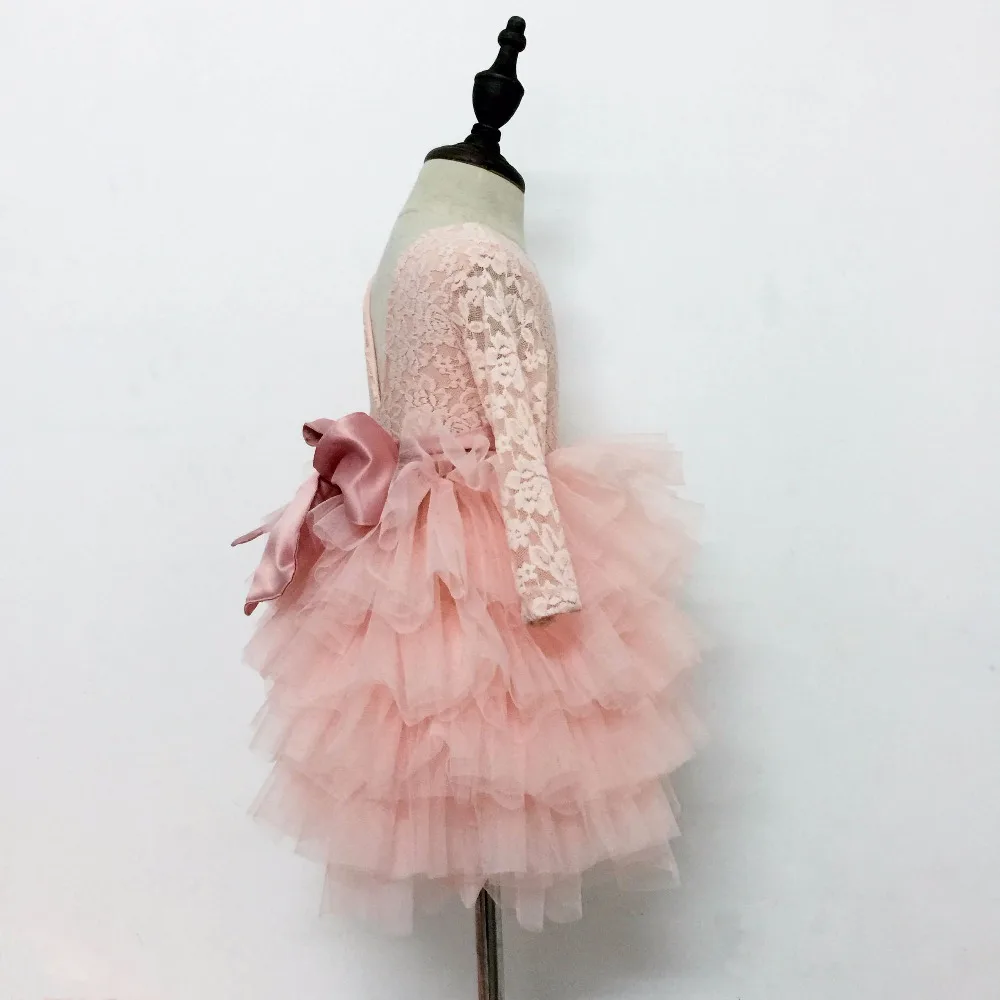 2017 осенние длинные платья для маленьких девочек розовое пышное платье принцессы