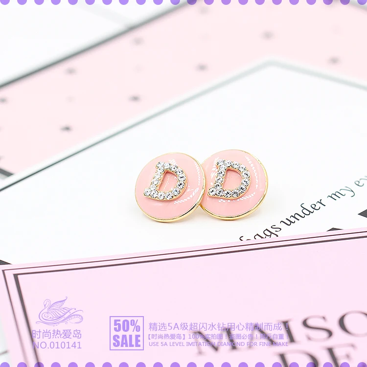 Круглый Мода письмо сладкий D любовь модные женские туфли Jewelry со стразами серьги