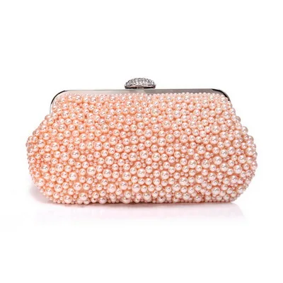 YM1064pink Yingmi бисером женские винтажные вечерние сумки имитация жемчуга shell формы женщин сумки на ремне, бриллианты клатч для свадьбы - Цвет: YM1064pink