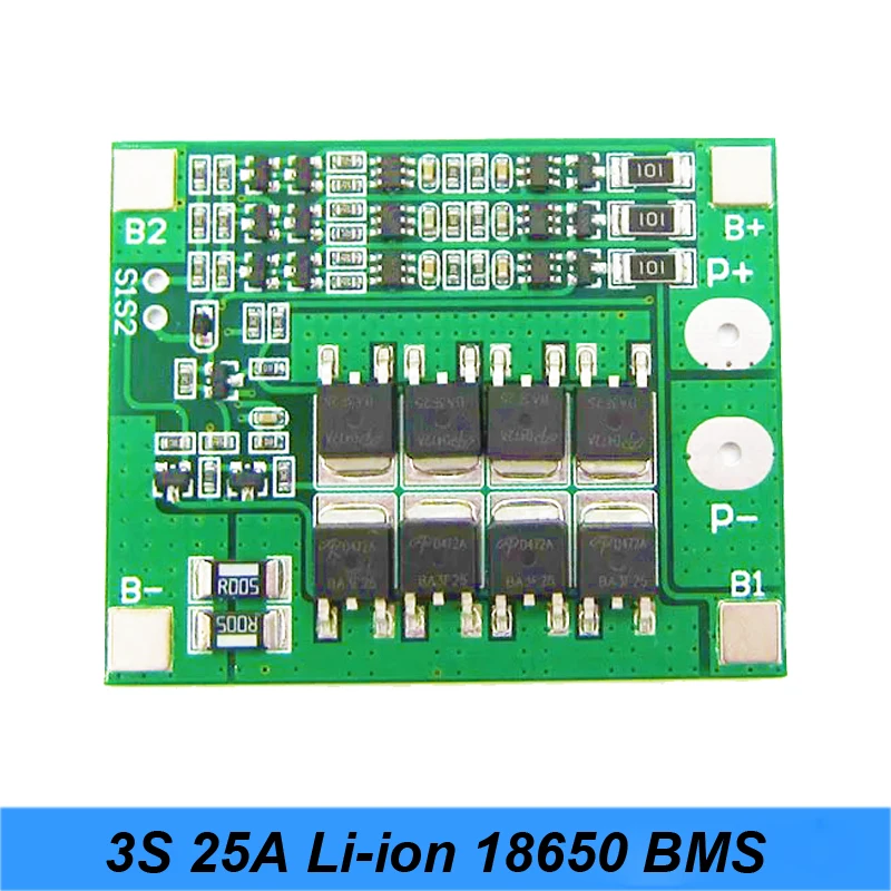 BMS 3S 25A для отвертки защитная плата аккумулятора PCM с балансиром литий ионной