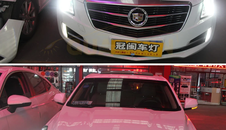 KOWELL автомобильный Стайлинг для Cadillac ATS фары- ATS-L светодиодный фары DRL Биксеноновые линзы Высокий Низкий луч парковка противотуманная фара