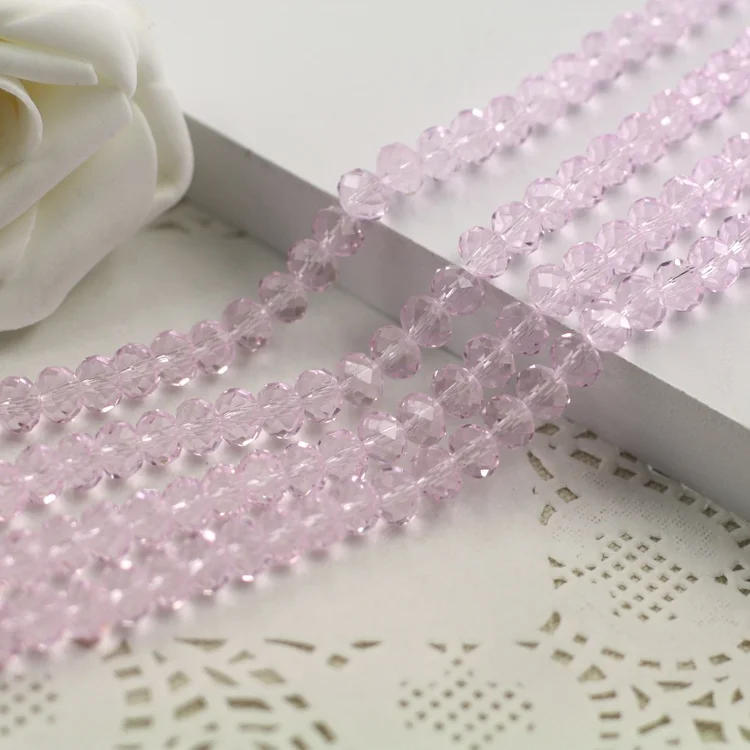 5040 AAA высокое качество кристально чистый AB Цвет свободный кристалл стекло Rondelle beads. 2 мм 3 мм 4 мм, 6 мм, 8 мм 10 мм, 12 мм - Цвет: Light Pink
