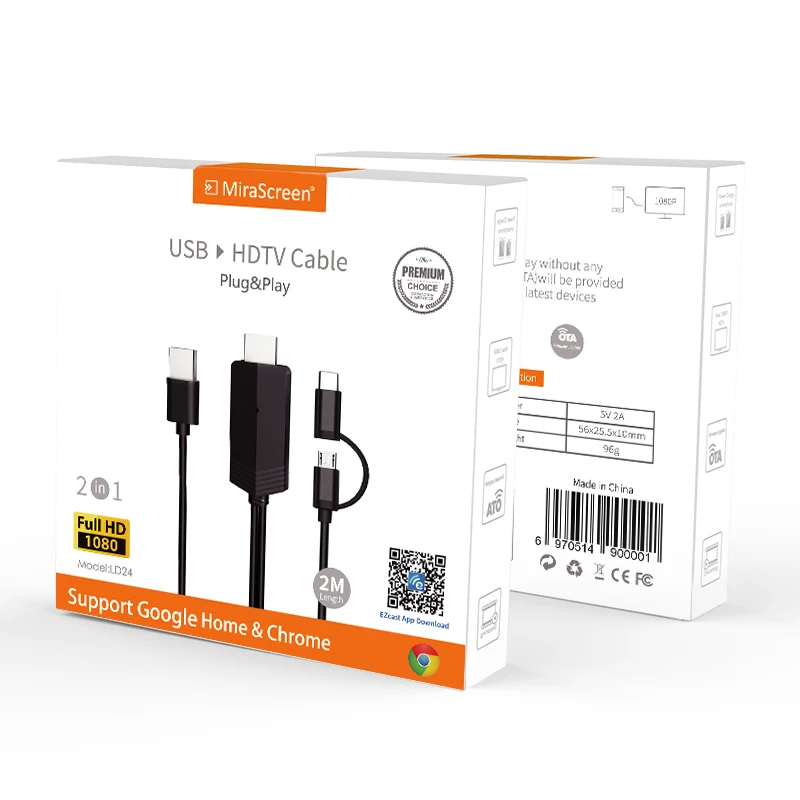 HDMI кабель LD24 ТВ Палка с разъемом Micro USB и Type C DLNA Miracast Anycast Mirroring для смартфонов Android
