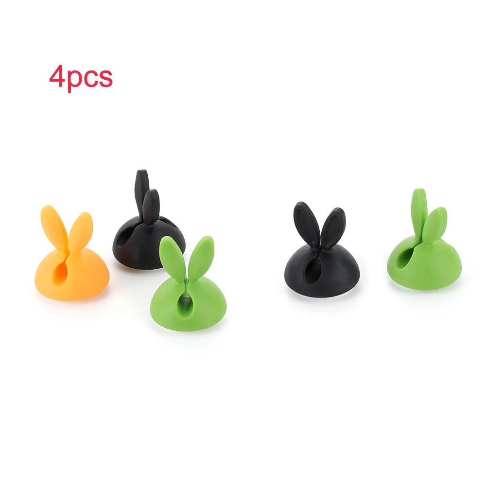 4pcs random Новое поступление 4 шт. случайный цвет высокого качества милый кролик силиконовый кабельный зажим Органайзер держатель USB зарядное устройство Подставка аксессуары - Цвет: 4pcs random