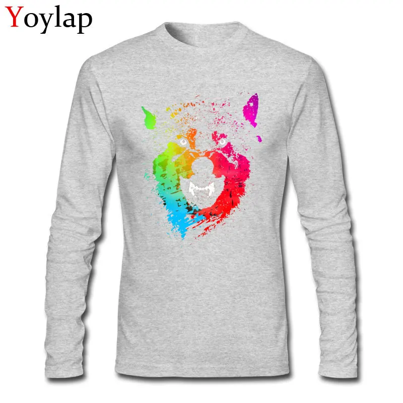 2017 художественный дизайн неоновые волки шаблон футболки мужские с длинным