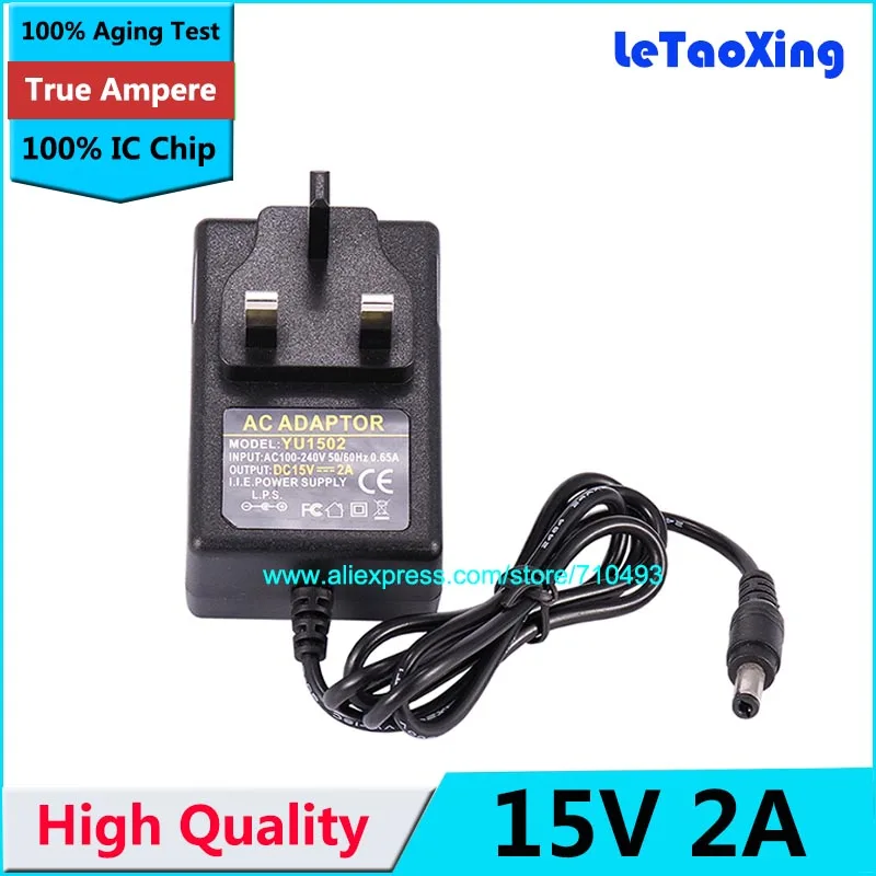 С чипом IC AC DC источник питания 15 в 2A адаптер 30 Вт Зарядное устройство 5 мм x 2