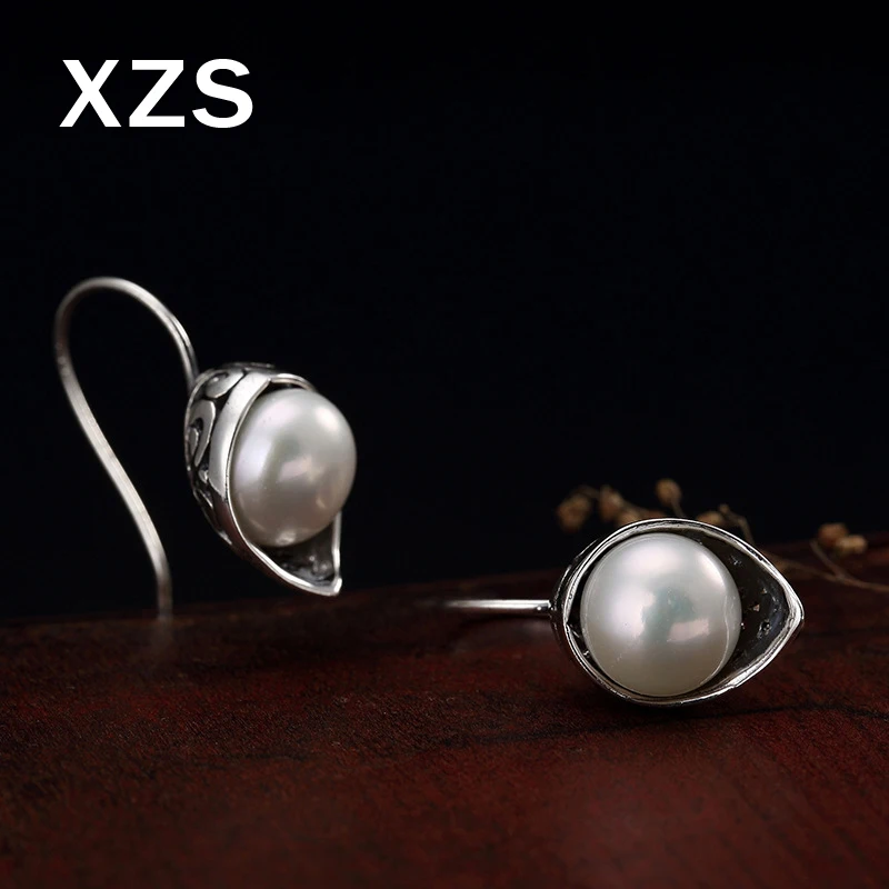 Женские серьги ручной работы из серебра 100% пробы с жемчугом в китайском