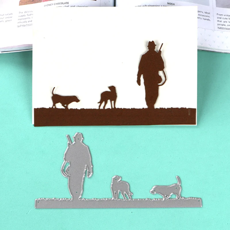 Hunter and dog DUOFEN новые деревья металлические режущие штампы трафареты для поделок штампованная для скрапбукинга штампы для вырубки бумажных карт - Цвет: Hunter and dog