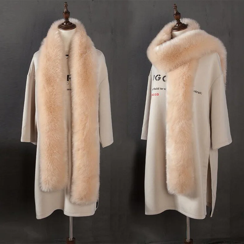 Зимний теплый шарф качественная шаль из искусственного меха воротник лисьего