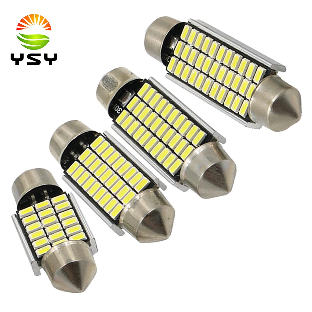 YSY 300 шт. Высококачественная лампа 31/36/39/41 мм C5W 18 27 30 33 SMD 3014