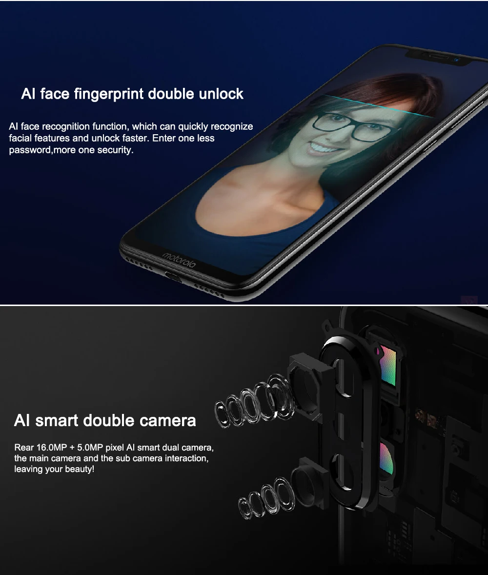 MOTO P30, Android 8,1, 6 ГБ ОЗУ, 64 Гб ПЗУ, двойная камера 1080 P, восьмиядерный смартфон Snapdragon 636, 1,8 ГГц, отпечаток пальца, распознавание лица