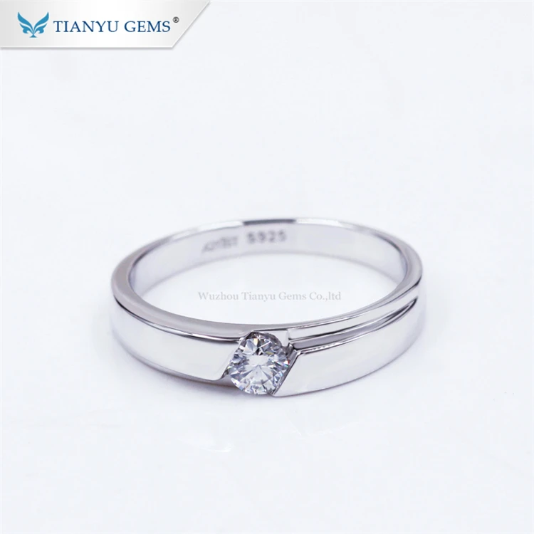 Tianyu драгоценные камни простой пасьянс кольцо 925 серебро moissanite вечерние подарки
