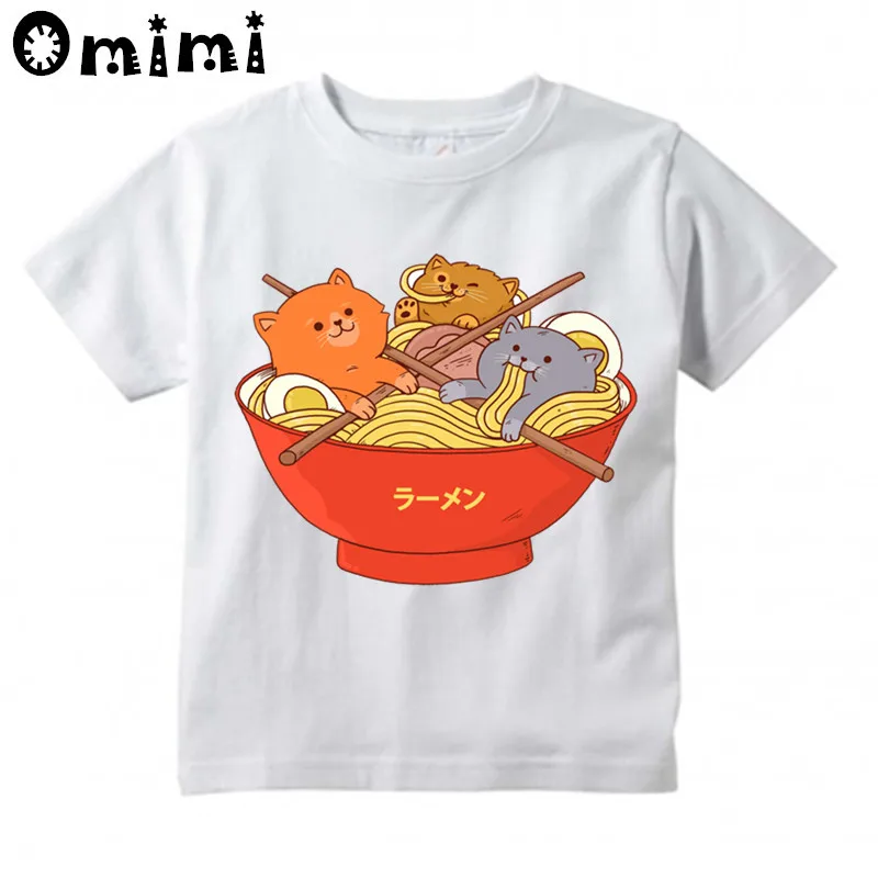 Дизайнерская футболка для мальчиков и девочек с рисунком лапши кошек детские
