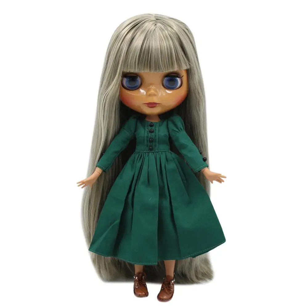 Фабрика blyth кукла 1/6 bjd шарнир тела темная кожа матовое лицо фиолетовые волосы без
