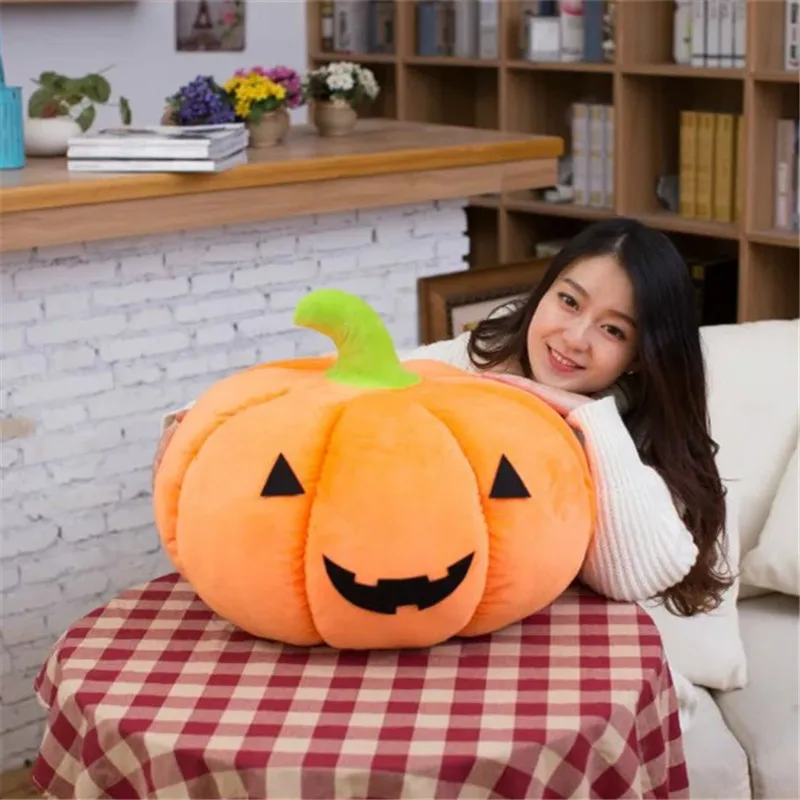 50CM Одна штука Хэллоуин Мультфильм Тыква Экспрессия PP хлопок мягкие милые плюшевые игрушки супер мягкая спальная игрушка спальня диван подушки - Цвет: 50CM