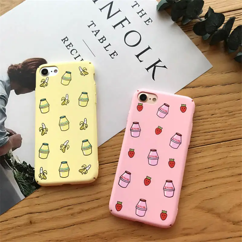 Korean Beverage Milk Hard Shell For Iphone 66s 78 78plus x/Xs Xr Xsmax Half Pack Anti-Fall Coverl |