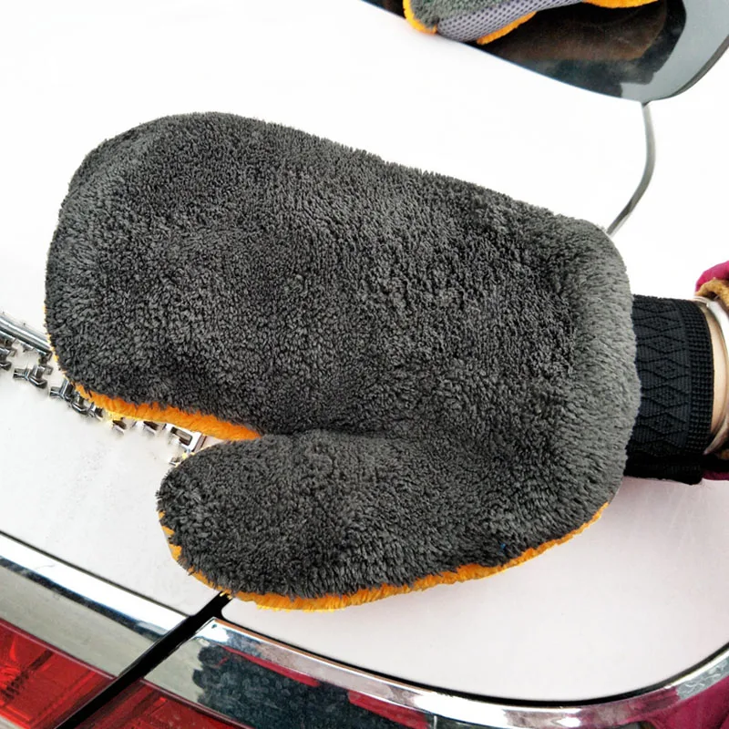 1 шт. Коралловая флисовая перчатка для мытья машины Чистящая рукавица короткая
