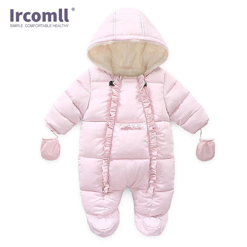 Pink Ircomll/зимние комбинезоны для новорожденных мальчиков и девочек; комбинезон с длинными рукавами для малышей; хлопковый Детский костюм; детская одежда для ползания - Color: Pink