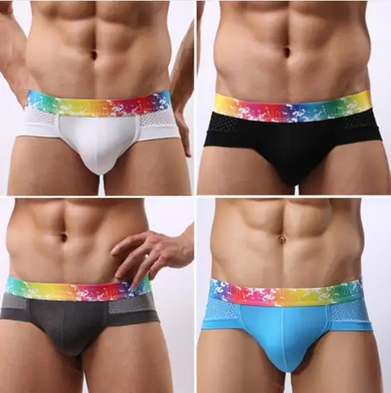 4pcs H Новые пикантные мужские трусы нижнее белье Cuecas шорты сетчатые дышащие трусы с заниженной талией Ropa Interior Hombre Camo нижнее белье 4 шт./лот - Цвет: 4pcs H