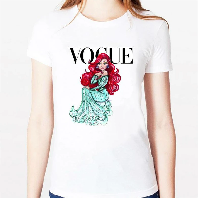 Harajuku New T-shirt Women tattoo vogue princess snow white Print tee Casual White o-neck Top | Женская одежда