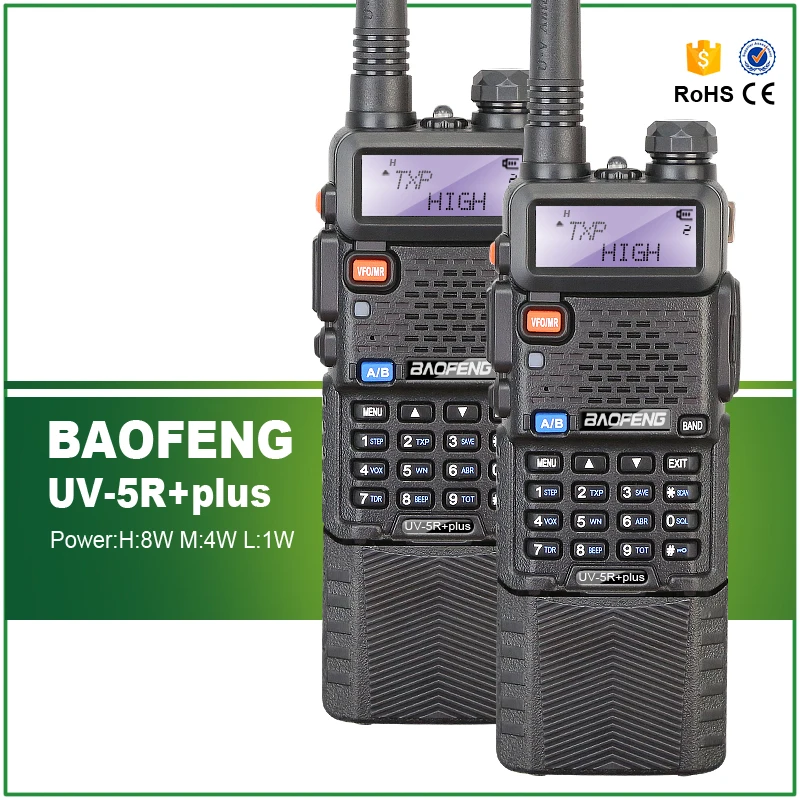 2 шт. Baofeng UV 5R 8 Вт макс Новая версия Plus рация Двухдиапазонная VHF & UHF двухстороннее